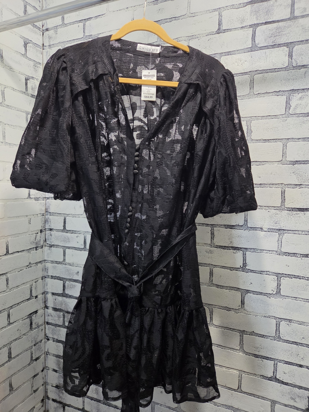 Chicwish Black Lace Dress with Tie Waist